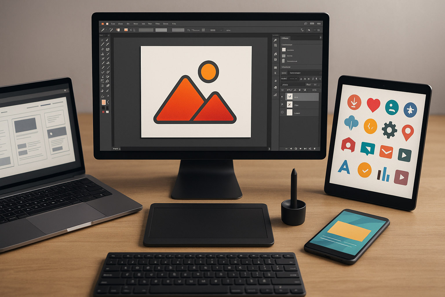 Vector icon set prepared in Adobe Illustrator before being exported and cleaned up as SVG for design systems.