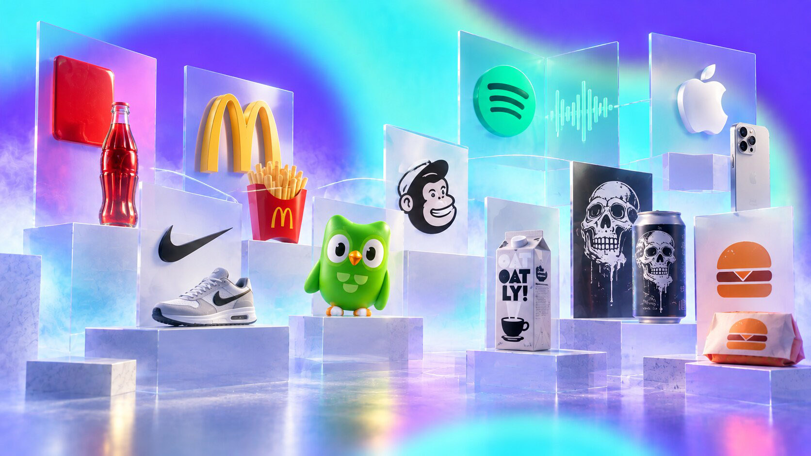 Distinctive brand assets such as color, mascot, shape, sonic logo, packaging, typography, and repeated visual codes.