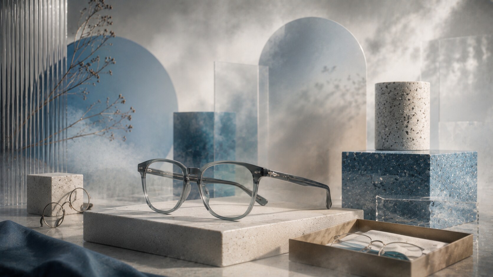 Warby Parker branding with clean typography, direct-to-consumer clarity, and a modern accessible eyewear tone.