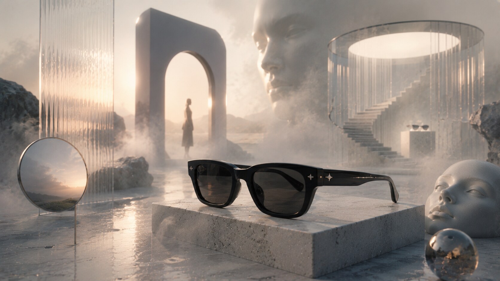 Gentle Monster branding with surreal retail environments, fashion collaborations, and a highly art-directed eyewear identity.