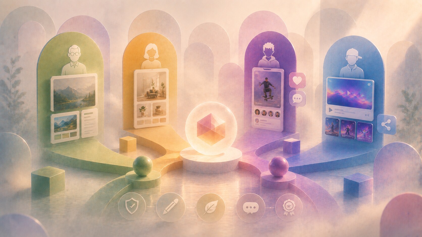 Cross-generational brand system with one stable core identity and different visual entry points for older, Millennial, Gen Z, and younger audiences.