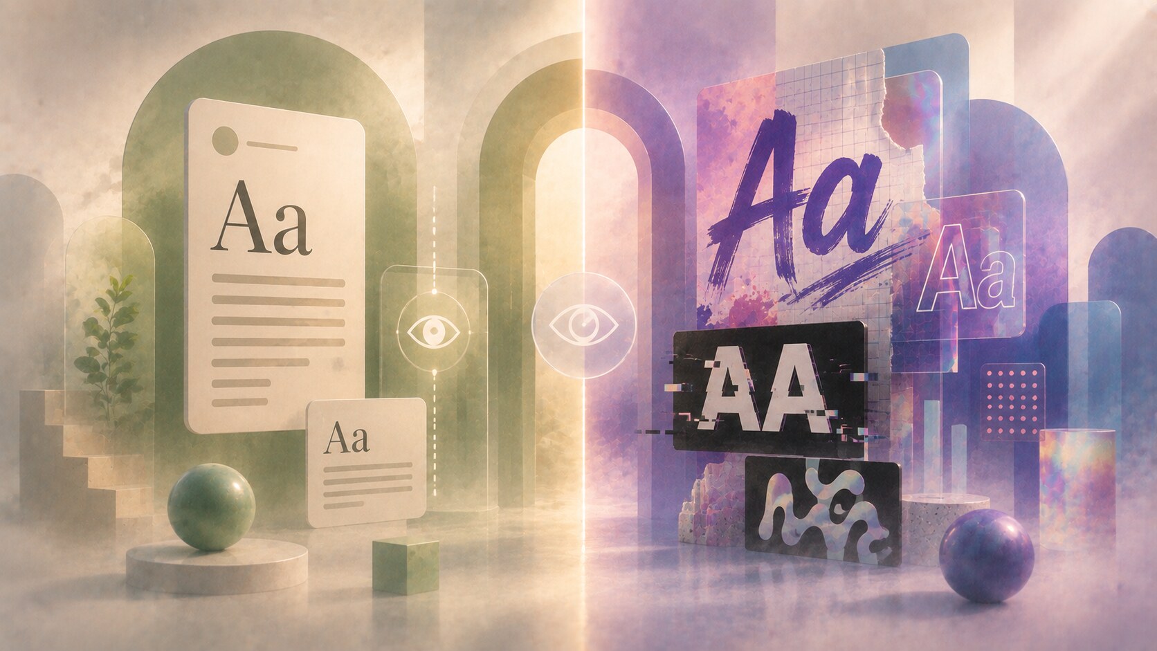Typography choices for generational branding with readable text for older audiences and expressive type for younger audiences.
