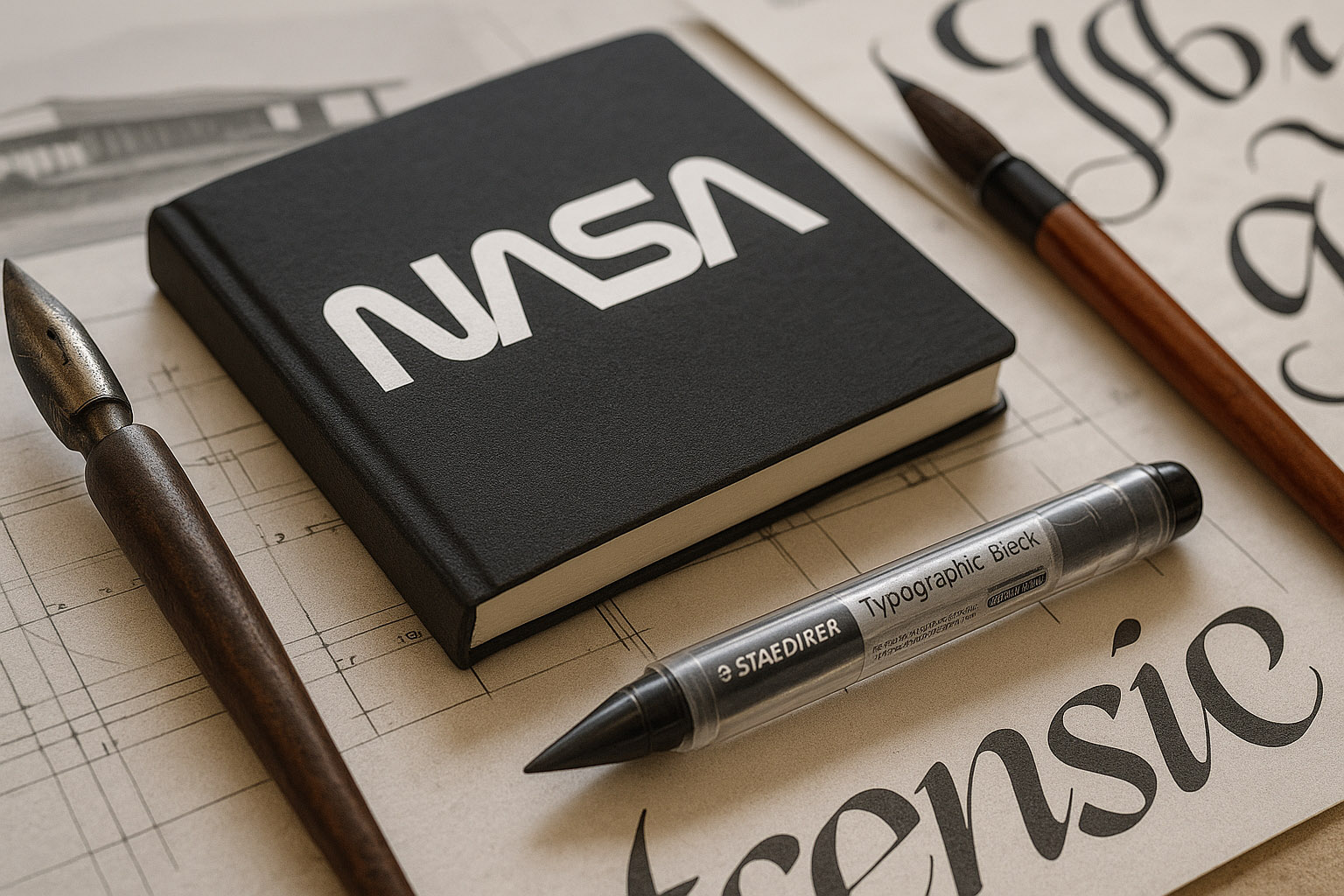 NASA logo typography (1975) was subtly influenced by calligraphic stroke