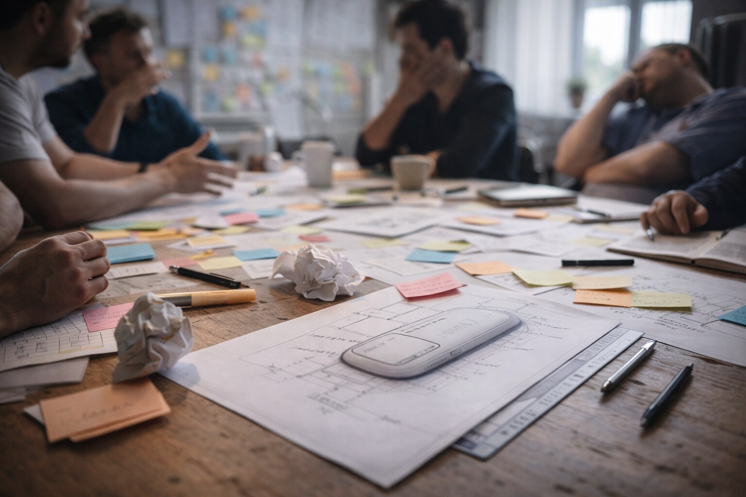 Solo work first, then a small-circle critique loop for refinement.