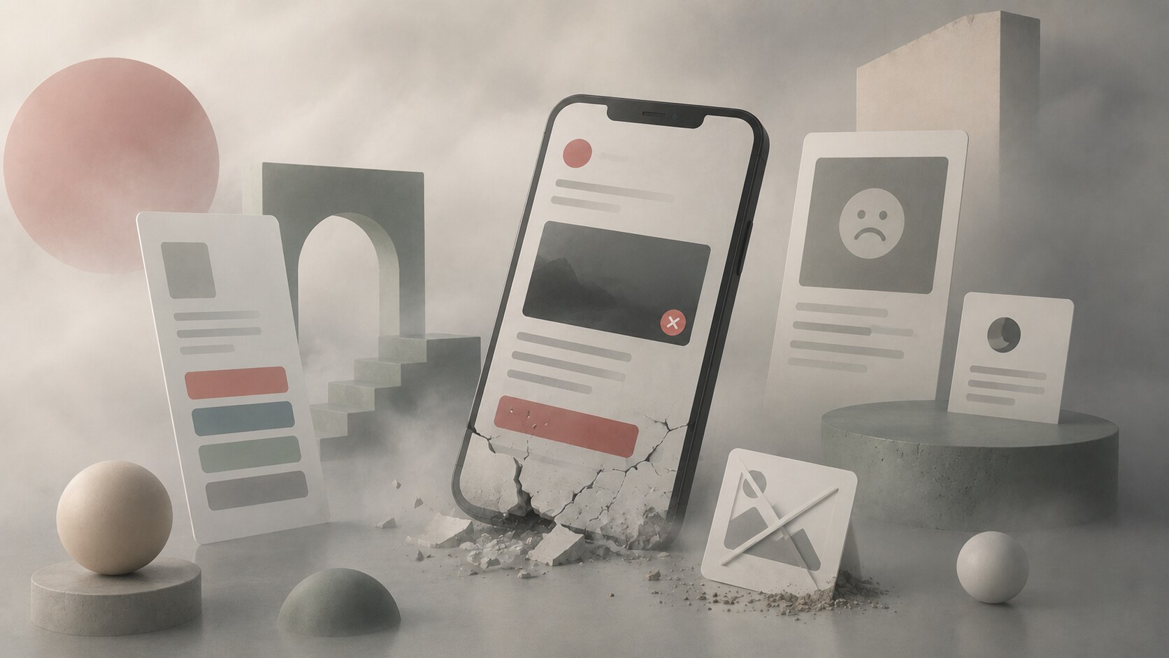 Common email design failures including broken layouts, overloaded content, weak CTA hierarchy, and poor mobile behavior.