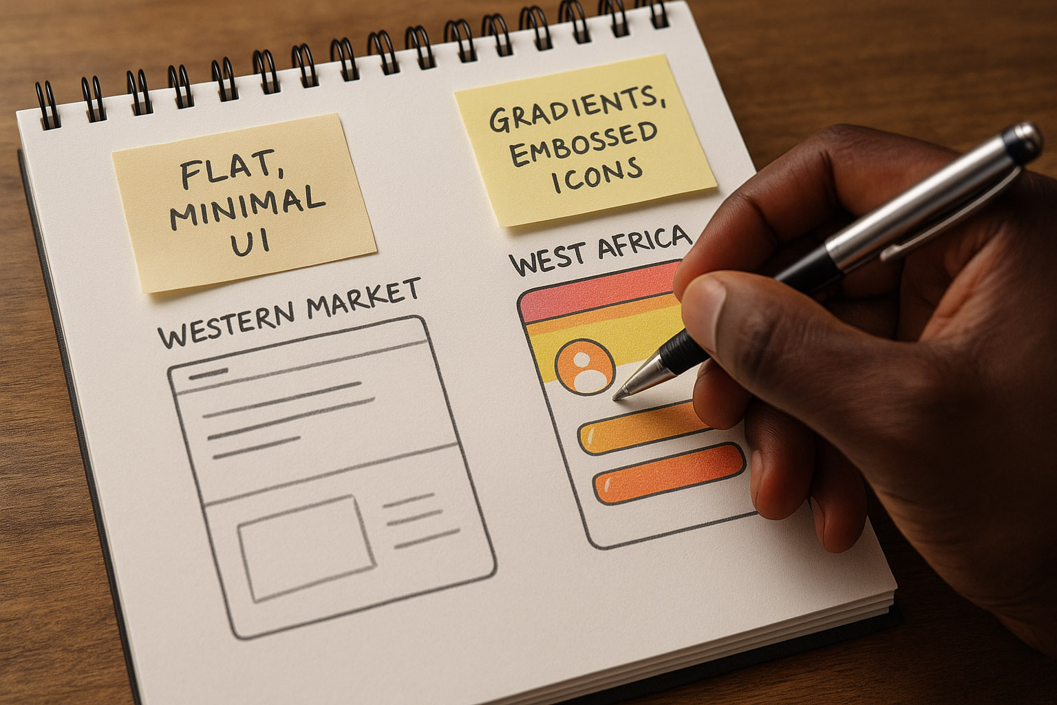 gradients, embossed icons, thats what the african people want