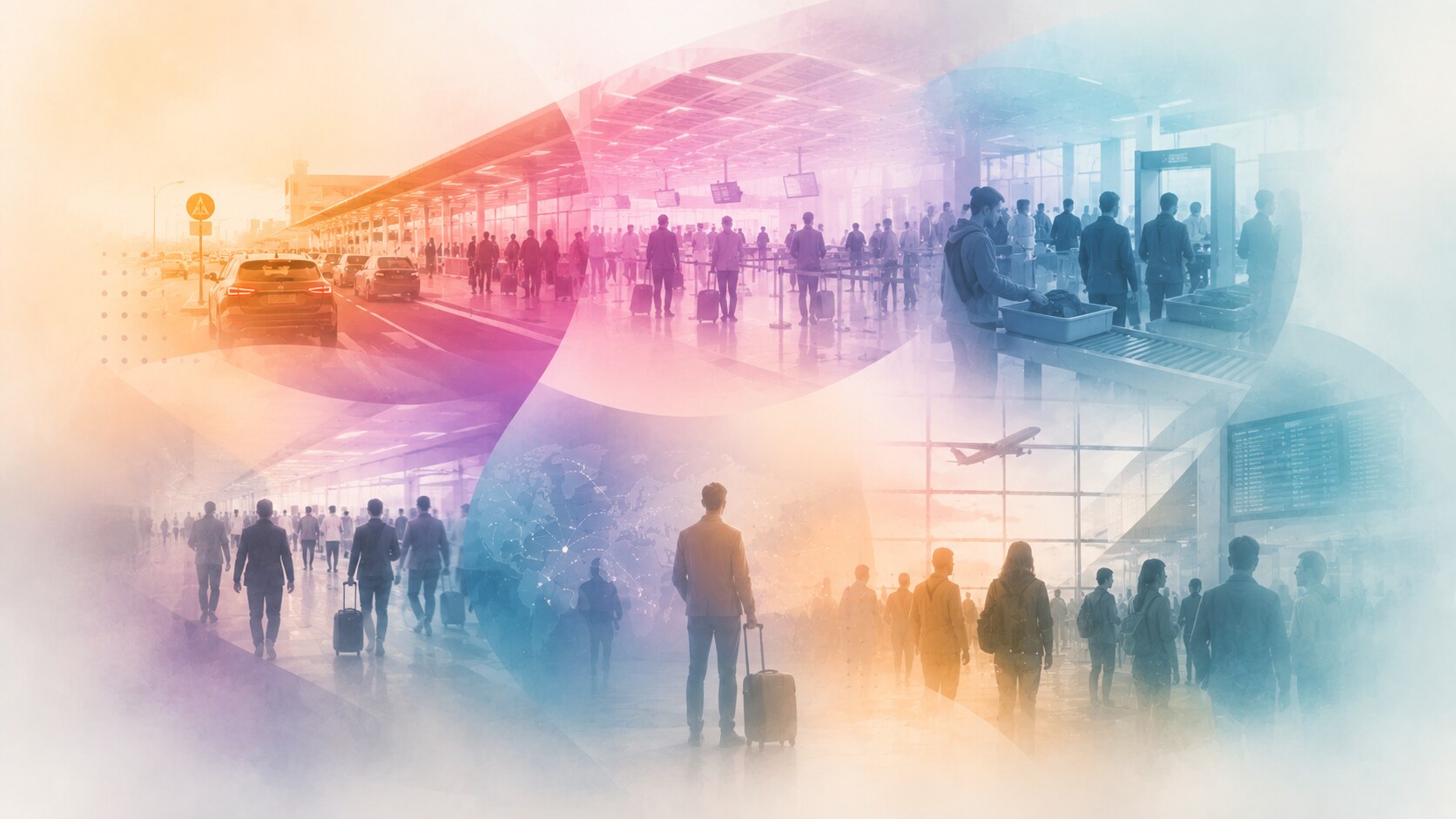 Tough airport wayfinding problems including transfers, multilingual information, security transitions, gate changes, and complex decision points.