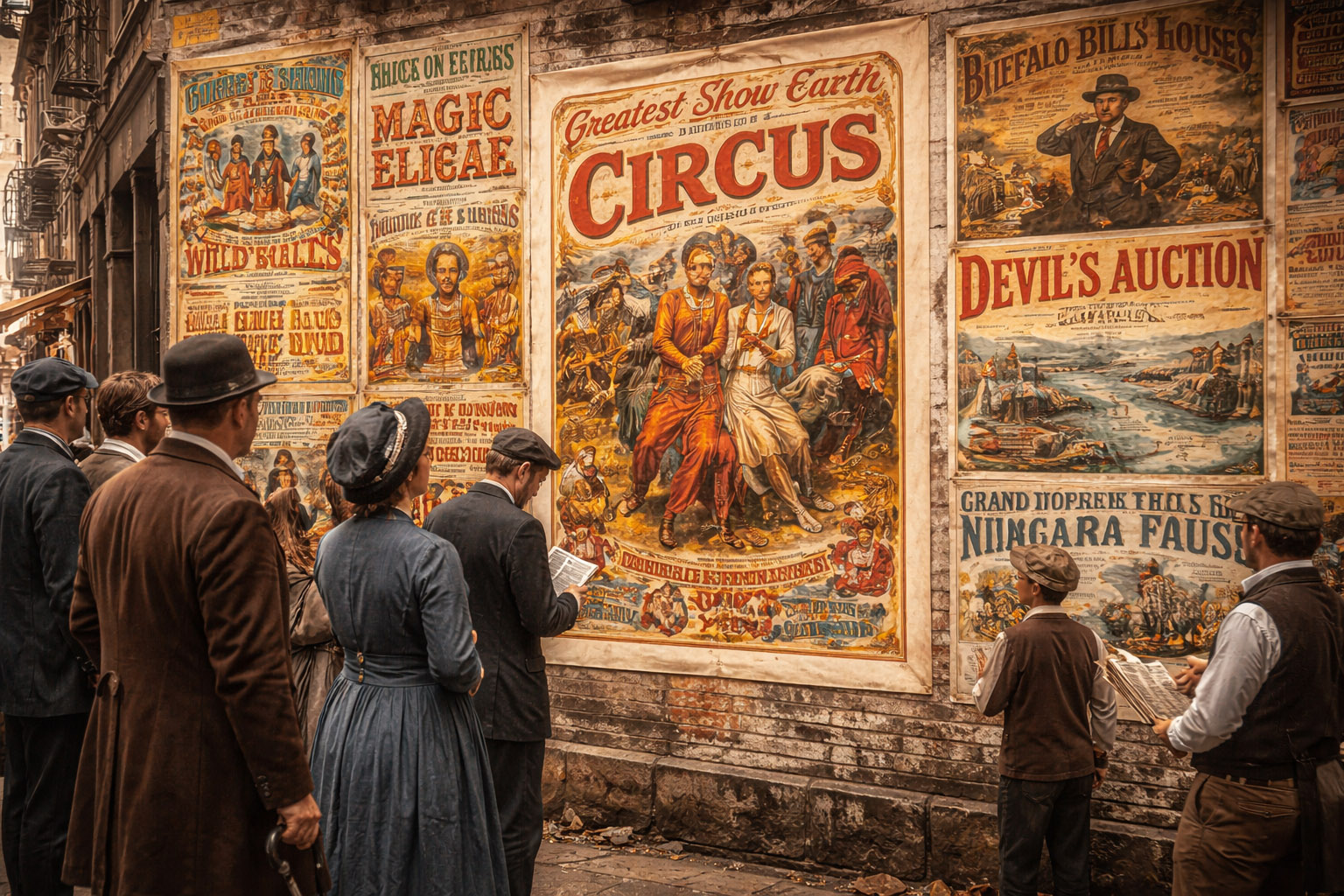 19th-century poster design: bold layouts competing for attention