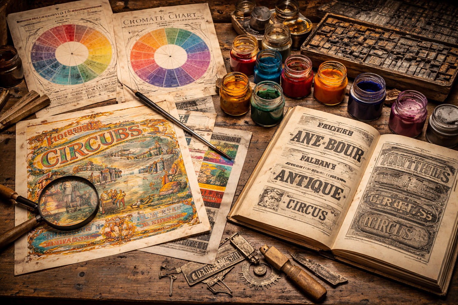 Print production details: registration, type, and color planning