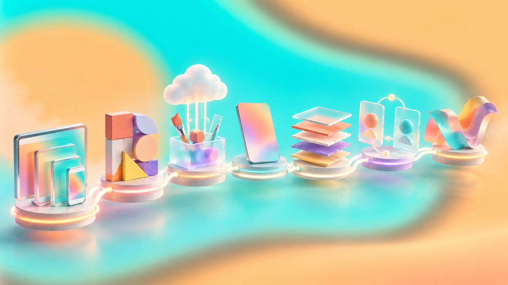 Timeline of responsive web design, Creative Cloud, iOS 7, Material Design, Figma and variable fonts during the 2010s.