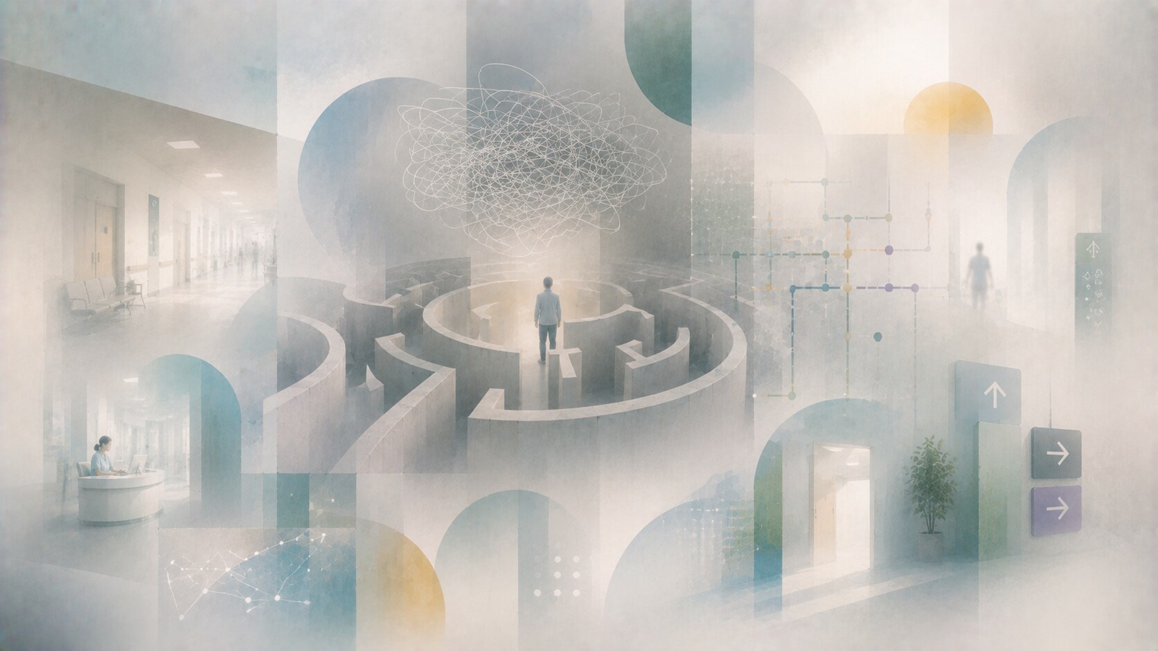 Evolution of hospital navigation from older static directories to integrated physical, digital, and accessible wayfinding systems.