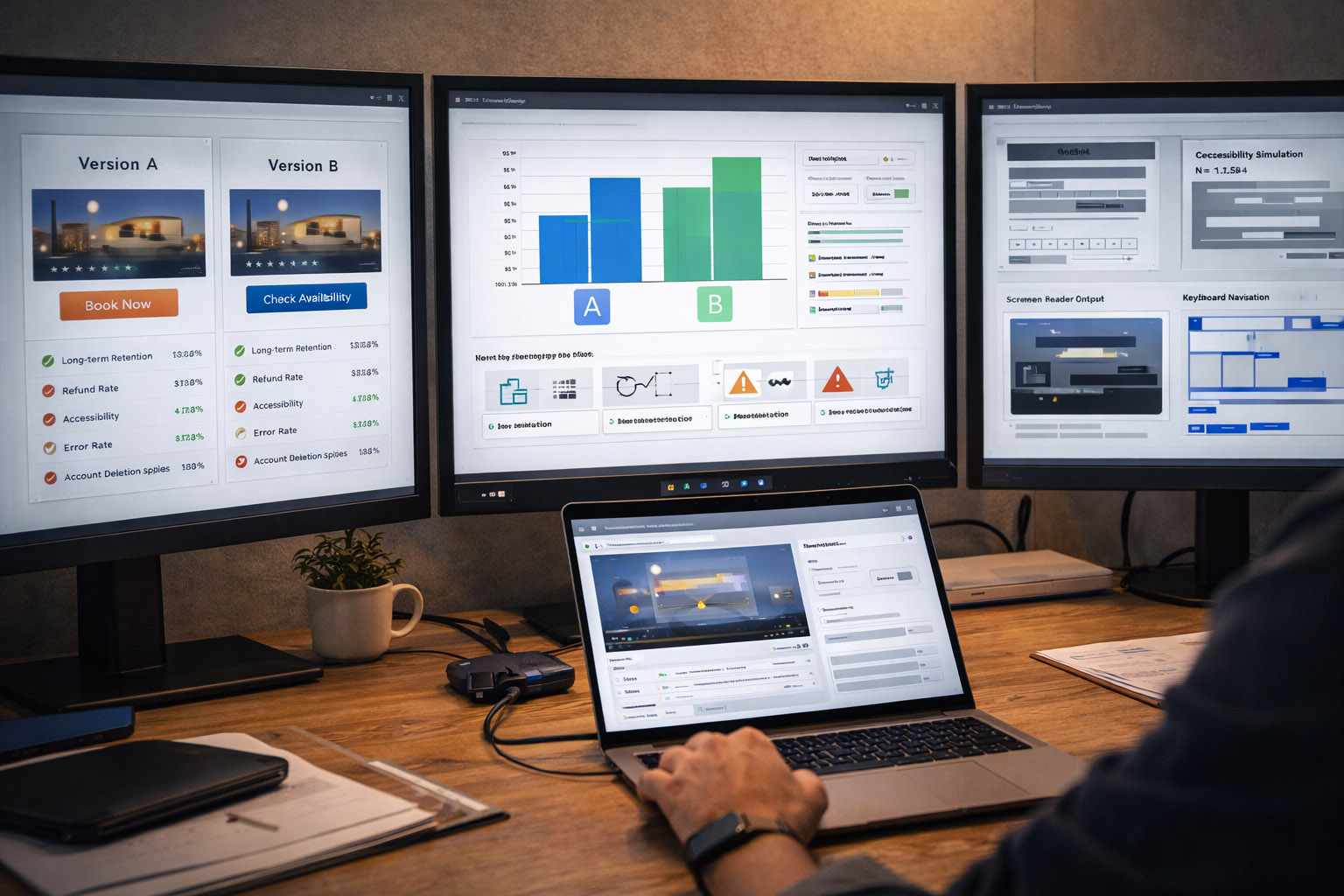 Accessibility testing using keyboard navigation and a screen reader