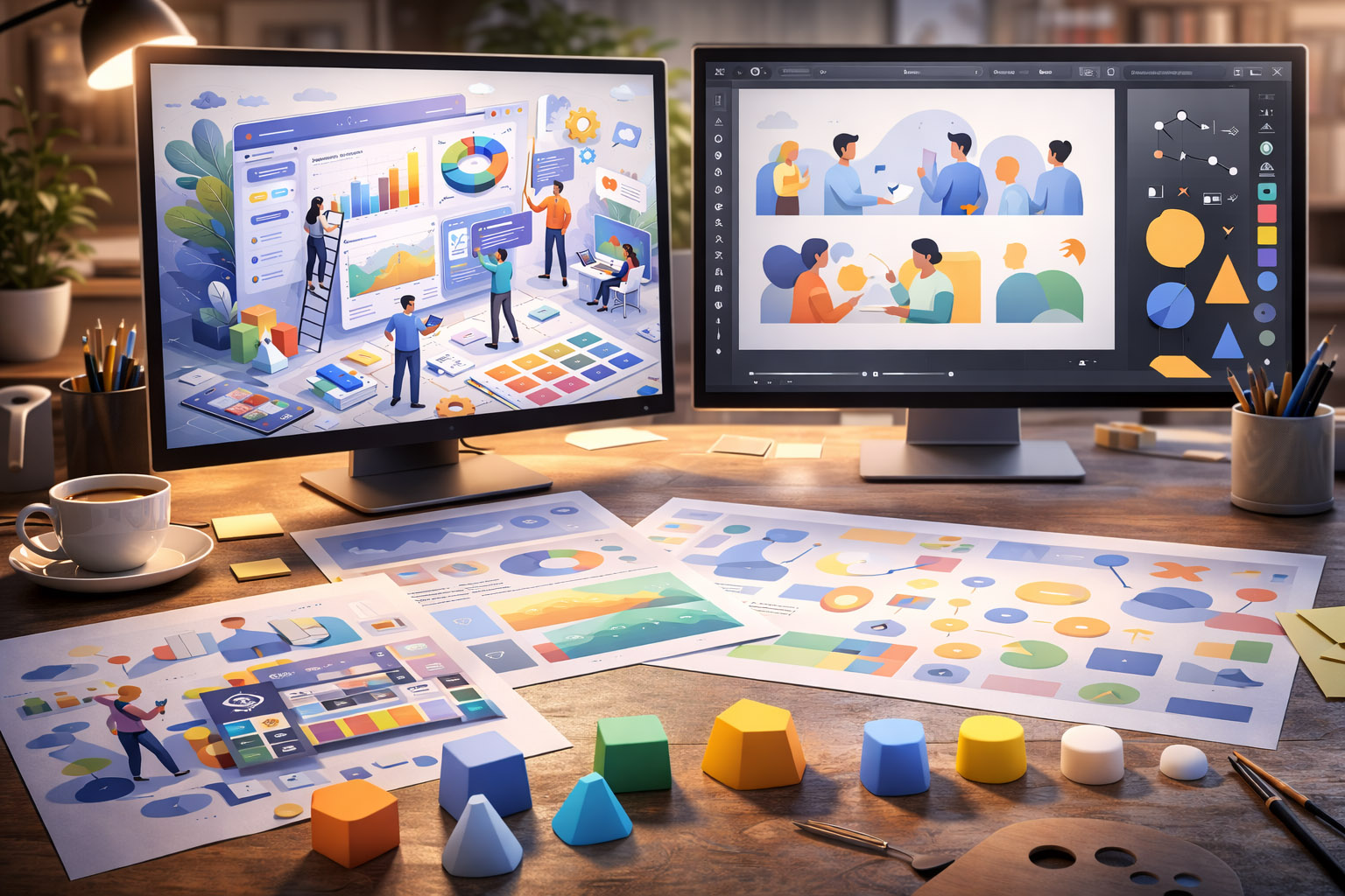 Simplified flat illustration style with minimal details