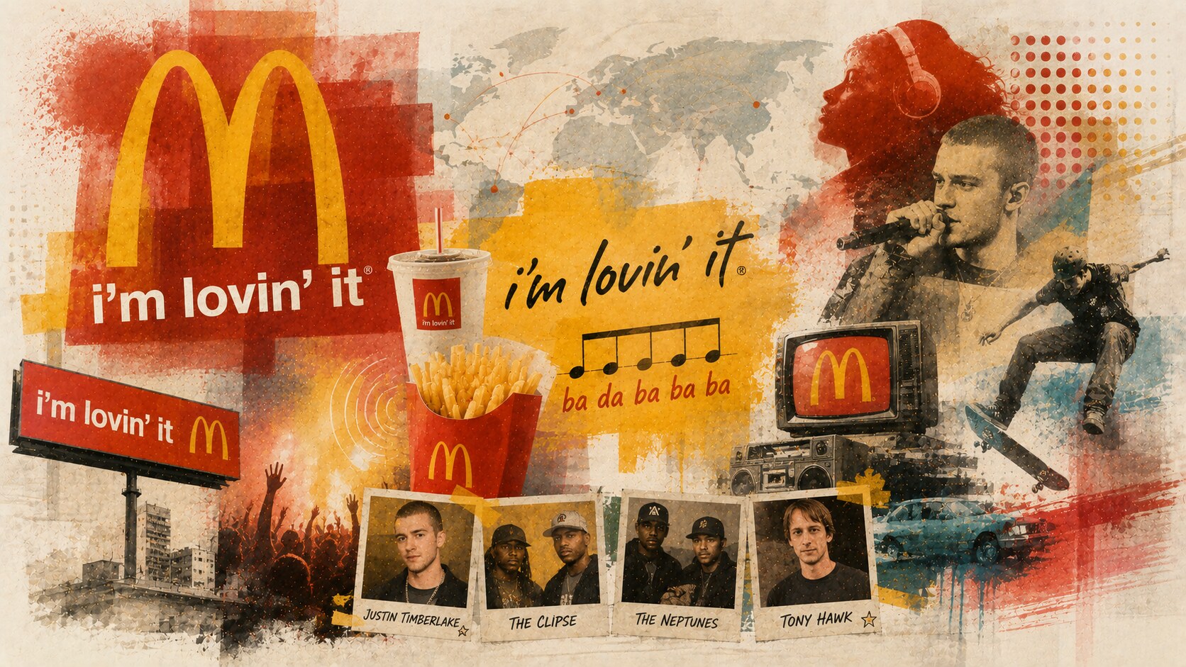 McDonald's 2000s branding with i'm lovin' it campaign, music culture, red and yellow identity, and global advertising system.