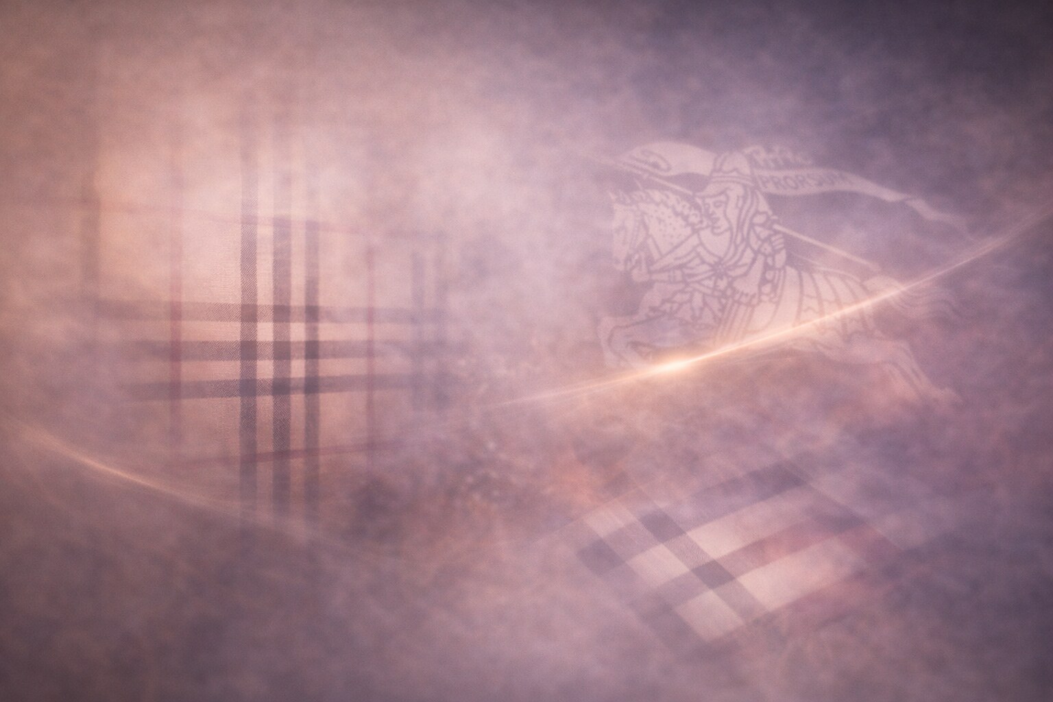 Burberry check, knight symbol, and British fashion identity.