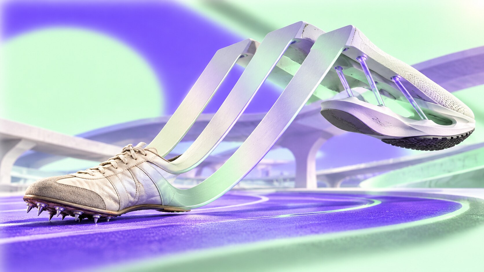 adidas running identity evolution showing early three-stripe shoes, the Trefoil, Peter Moore's Equipment mark and Adizero racing footwear.