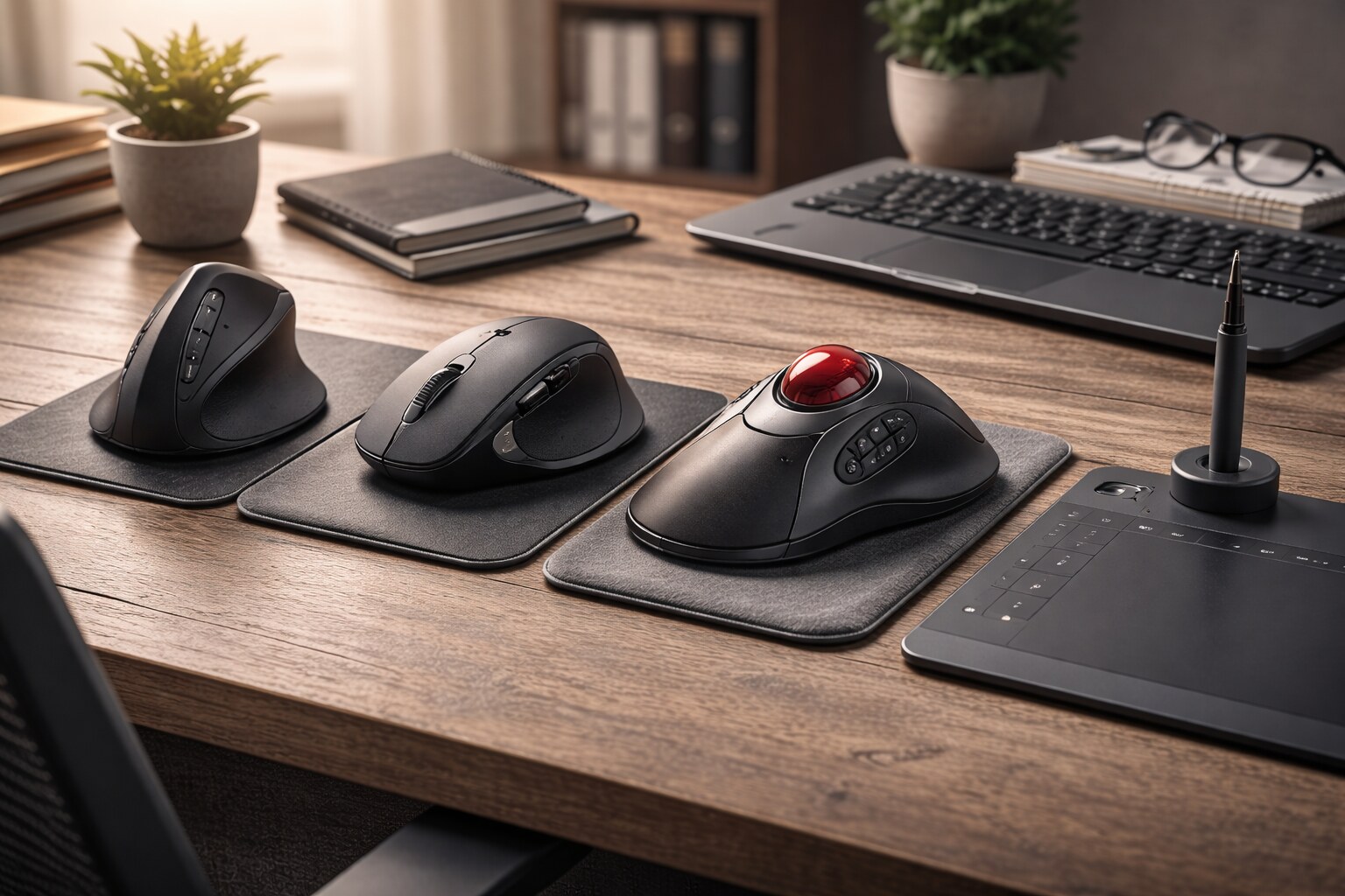 Ergonomic mouse shapes: vertical, palm support, trackball, hybrid designs