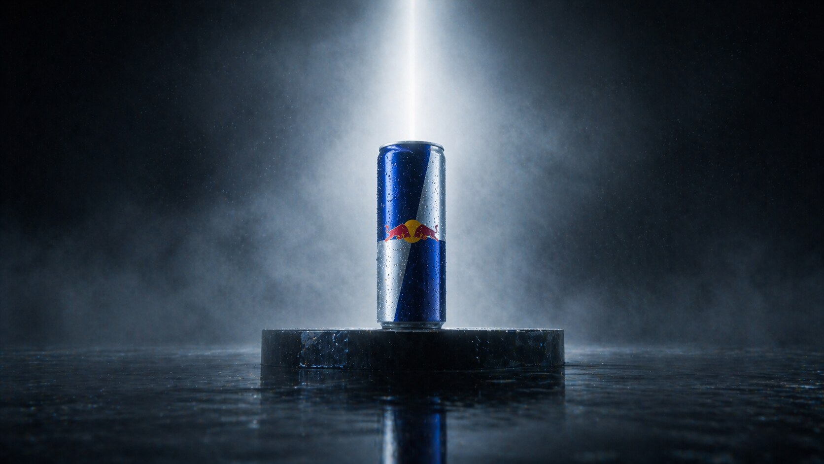Red Bull packaging uses a slim silver-blue can and charging bulls to make energy feel concentrated, premium, and category-defining.