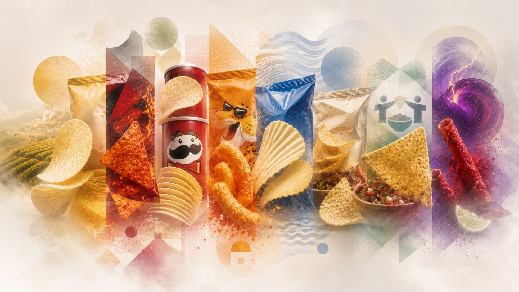 Comparison of successful snack packaging strategies across bags, canisters, ridged chips, social sharing, and high-intensity branding.