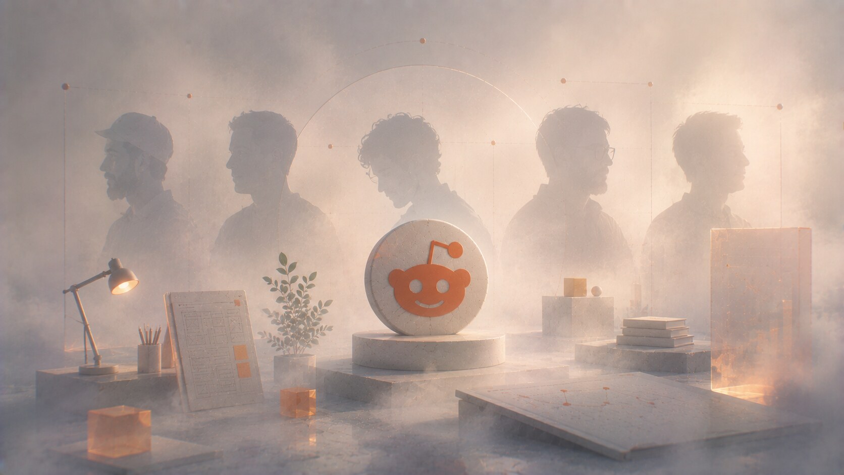 Key Reddit figures behind branding and product design including founders, internal creative leadership, and long-term product voices.