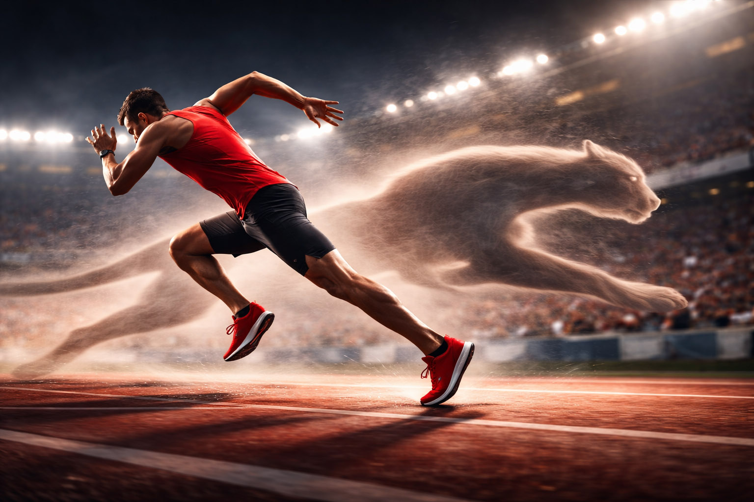 Puma jumping cat logo emphasizing motion and athletic energy