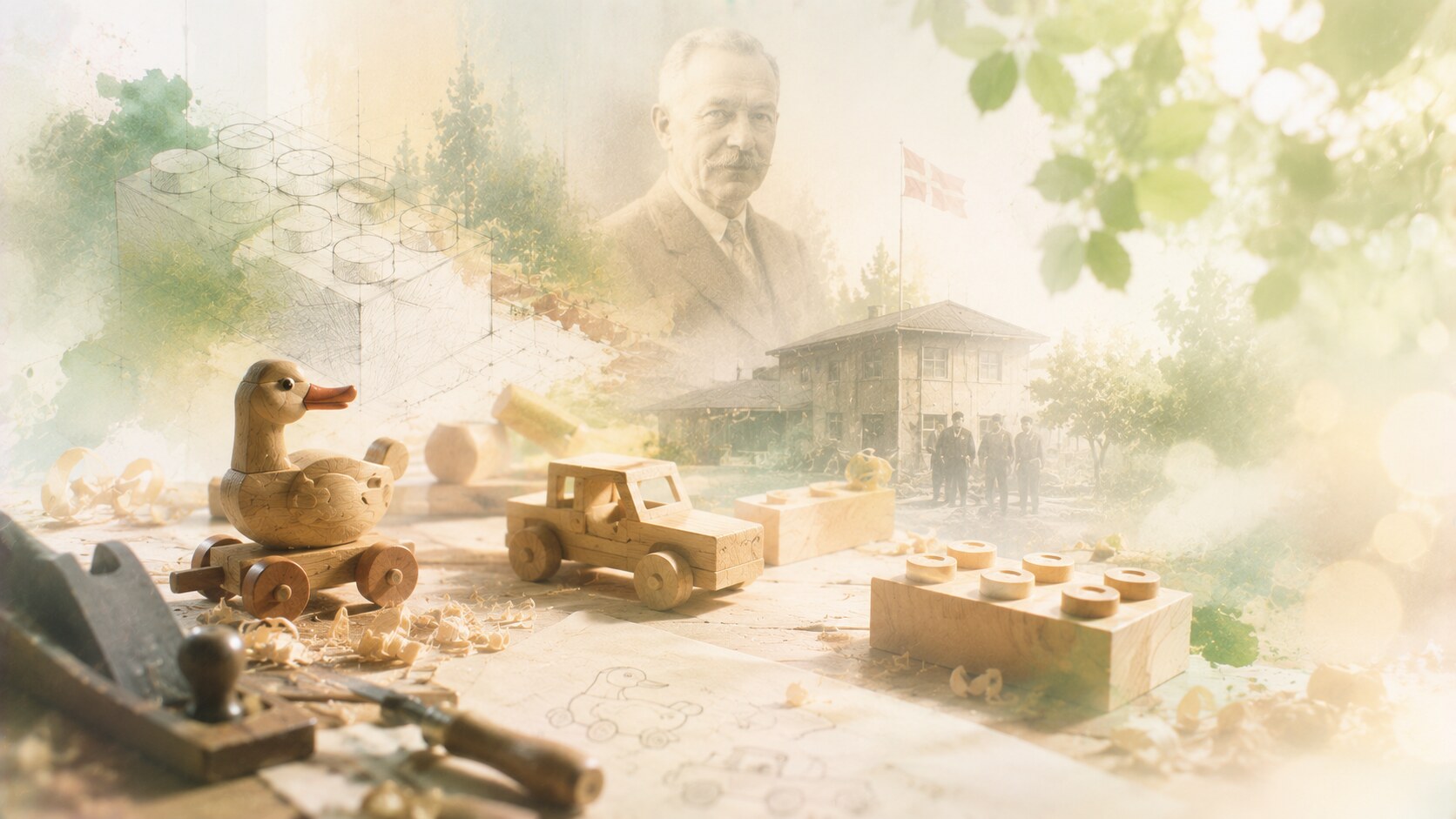 Early LEGO history with wooden toys, workshop culture, and the first practical design values behind the brand.