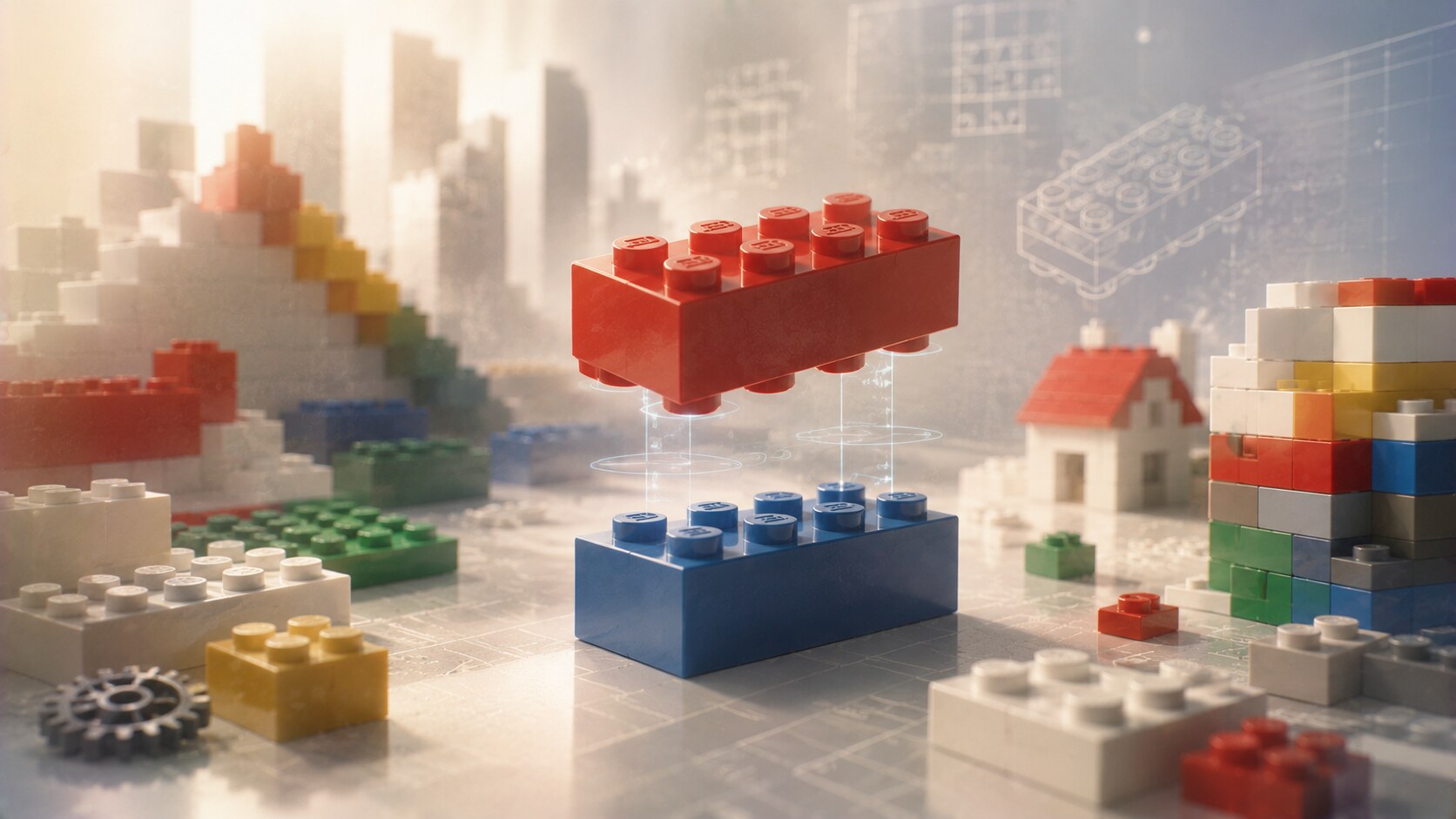 LEGO brick evolution showing how the interlocking system became the foundation of the brand’s design language.