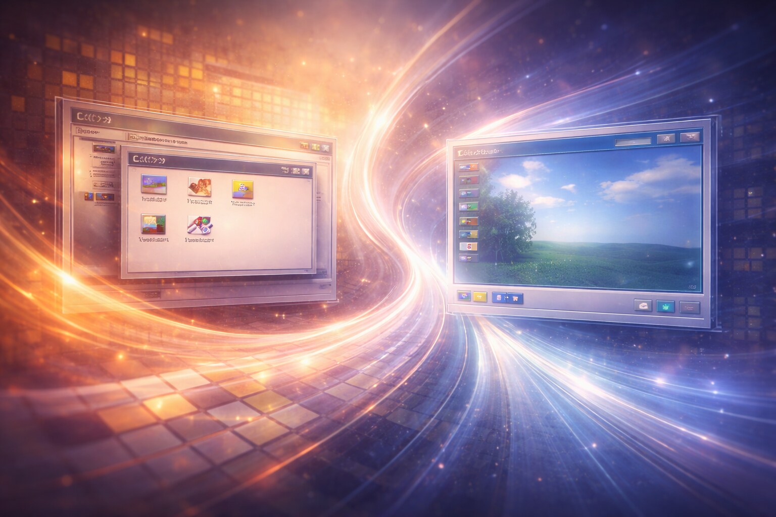 Metro and Windows 8 as a bold visual break.