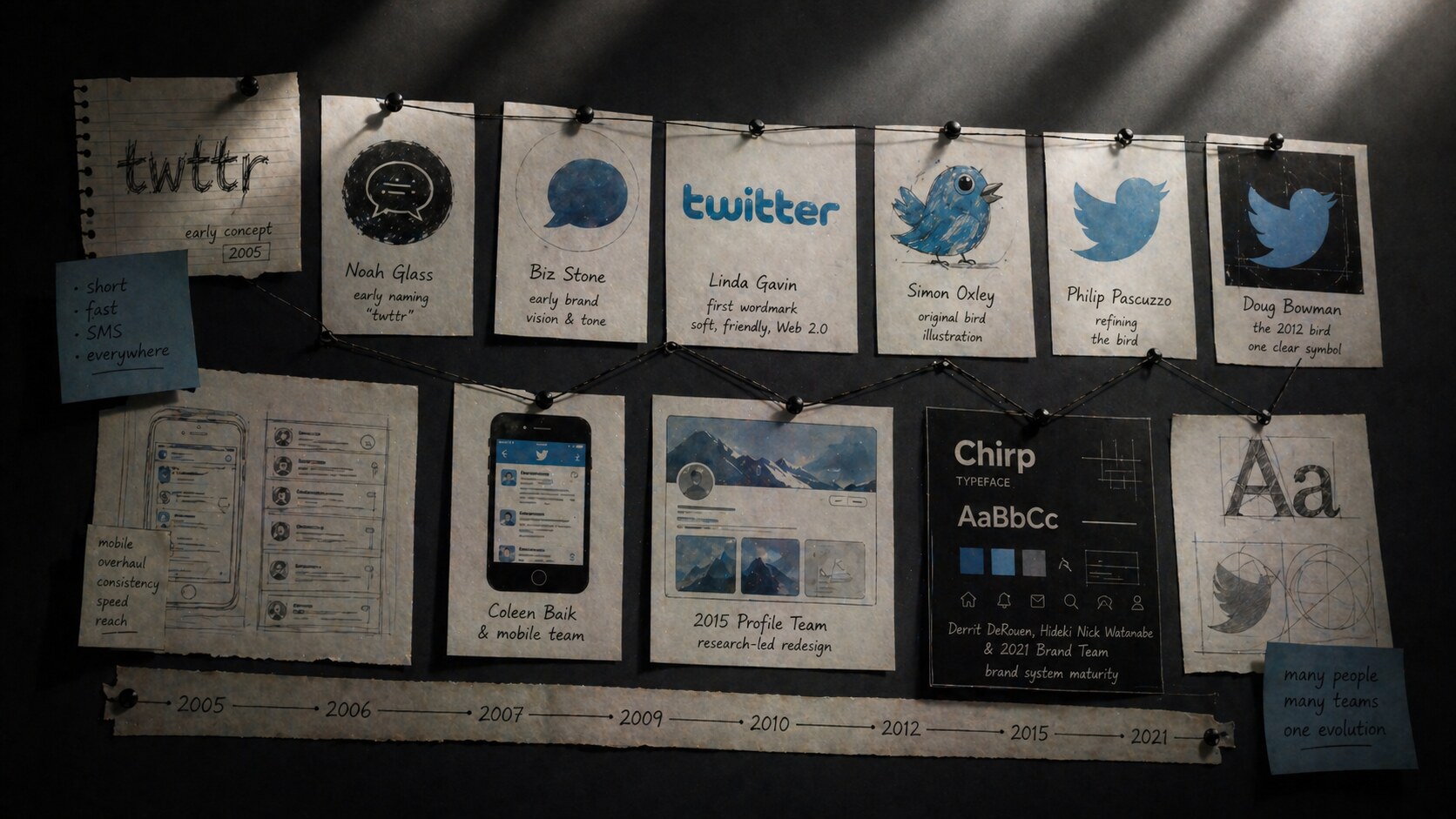 Twitter's biggest design wins including the bird logo, timeline mechanics, hashtags, and real-time discovery.
