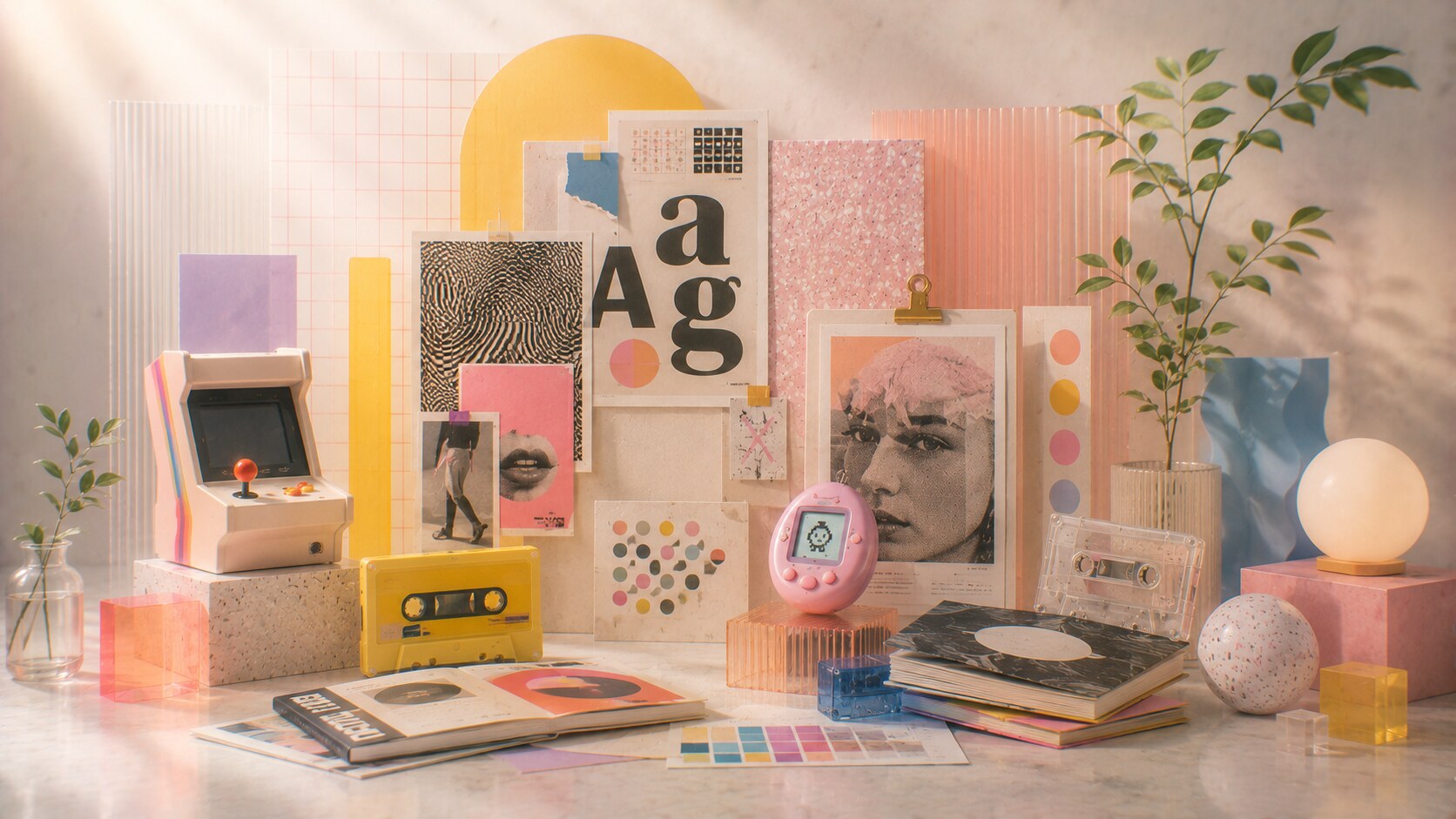 Historical graphic design references returning in contemporary work through retro typography, textures, and visual rhythm.