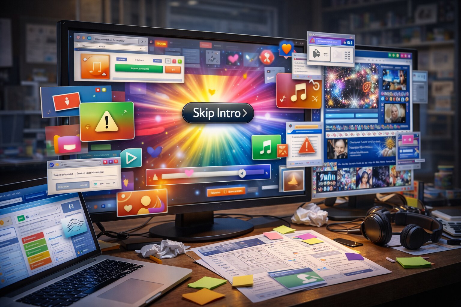 Examples of noisy web patterns from the 2000s, including heavy effects and intrusive UI elements