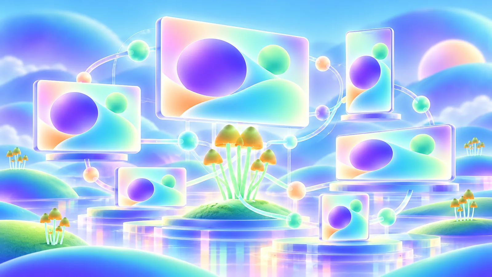 One abstract campaign motif adapted across poster, square, mobile, and wide placements