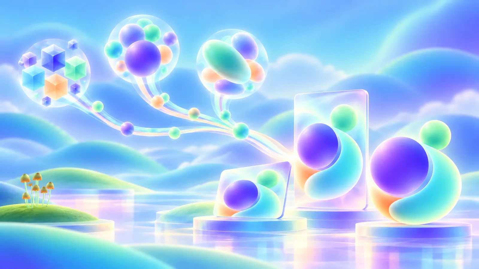 Abstract strategic directions converging into one visual position applied across three forms