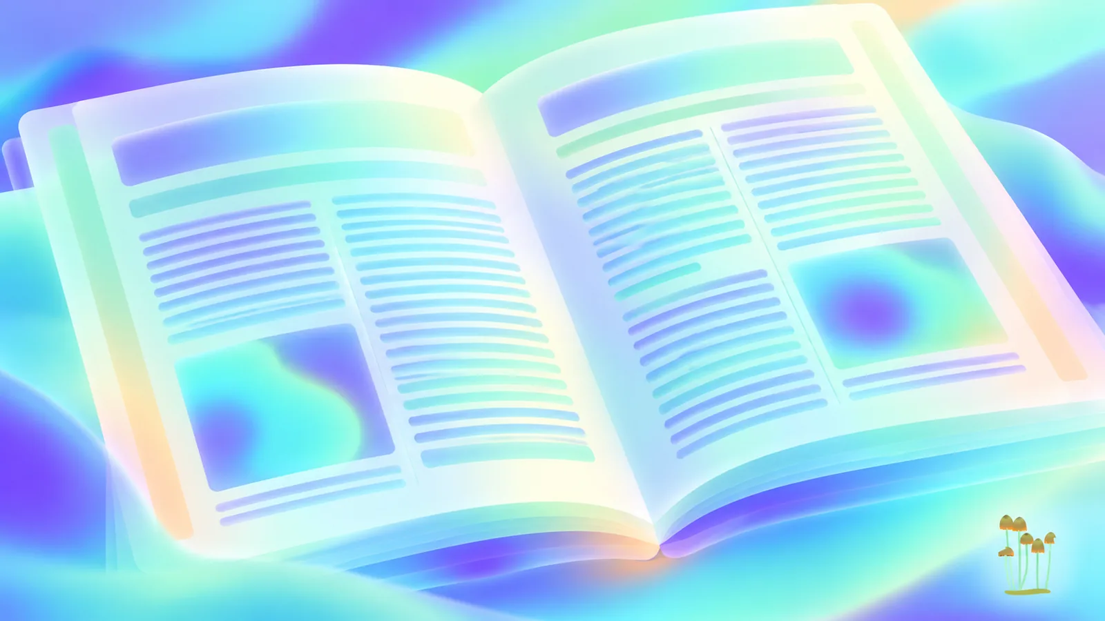 Abstract facing pages showing columns, hierarchy, margins, and reading rhythm