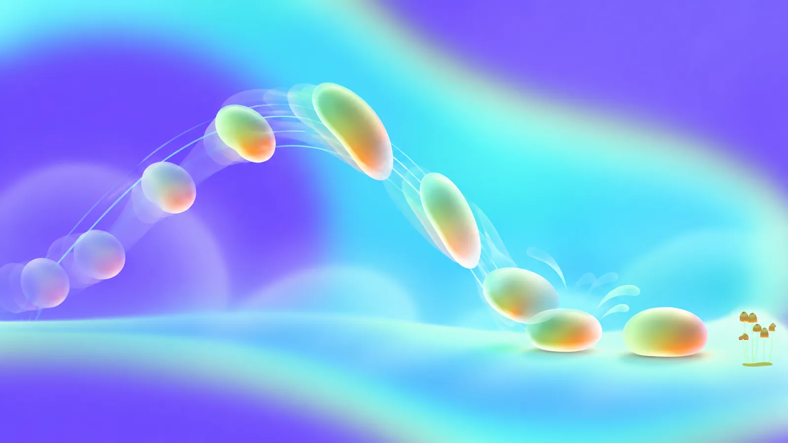 Abstract form moving through a sequence of timing and easing states