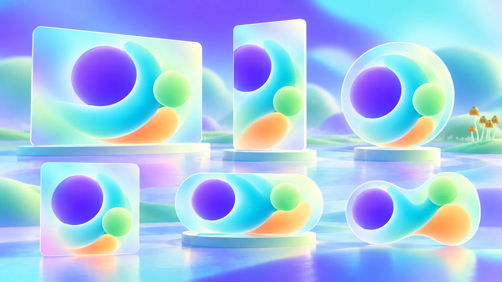 Modular visual identity elements assembled into a consistent family of applications